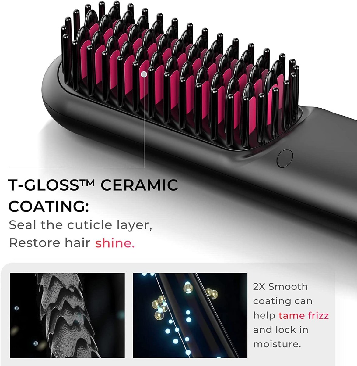TYMO Cordless Hair Straightener Brush Mini Portable Ionic Hot Straightening Comb