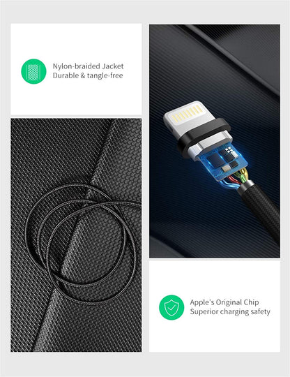 UGREEN Lightning Charging Cable Nylon braided Apple MFi Certified iPhone 6ft 2M