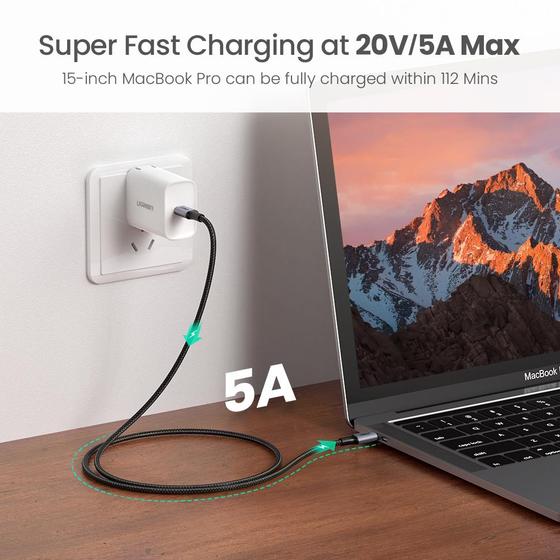 UGREEN 100W USB C to USB C Cable 6ft, Type C Charger 5A Fast Charging Cable