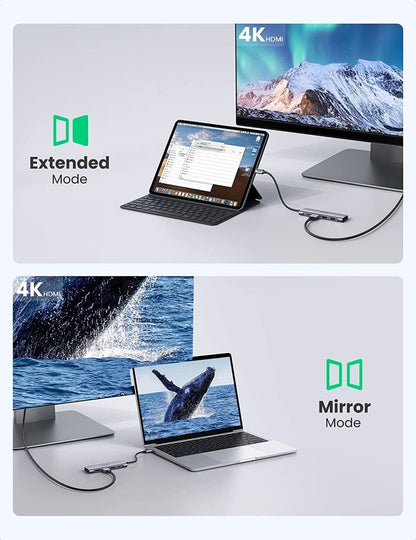 UGREEN USB C 100W PD Hub 6 in 1 with 4K HDMI Charging Adapter Dock Station SD TF Card Reader