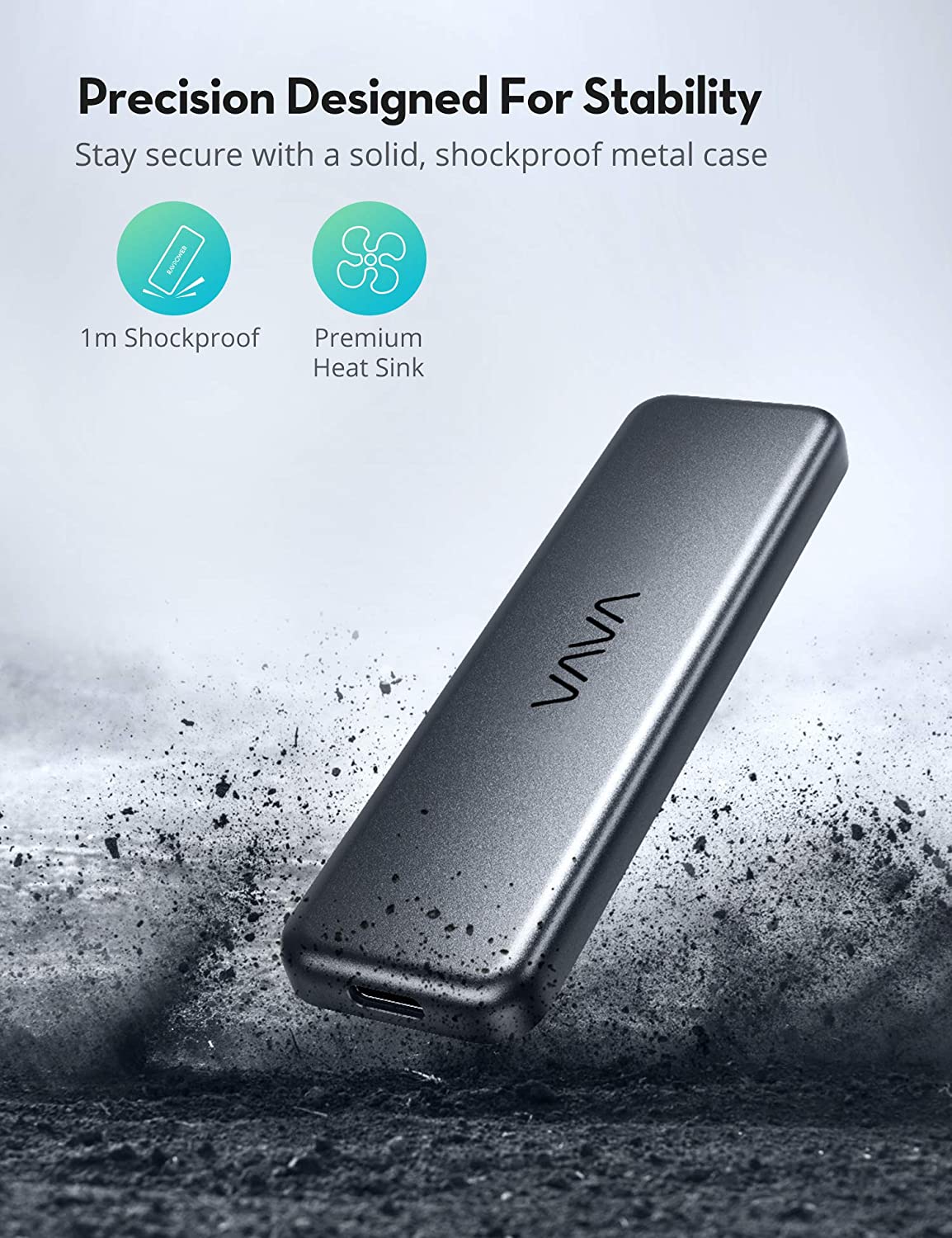 VAVA Portable External SSD Pro 512GB Hard Drive 540MB/S Data Transfer NAND Flash